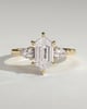Lisa - Elongated Hexagon Claw Trilogy with Pear Side Stones and Cathedral Setting Engagement Ring - 18k Yellow Gold