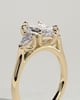 Lisa - Elongated Hexagon Claw Trilogy with Pear Side Stones and Cathedral Setting Engagement Ring - 18k Yellow Gold
