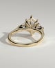 Lisa - Elongated Hexagon Claw Trilogy with Pear Side Stones and Cathedral Setting Engagement Ring - 18k Yellow Gold