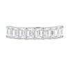 London - Emerald Basket Set Eternity Ring - Half Eternity 18k White Gold