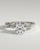Lorelai - Round Claw Solitaire with Hidden Halo and Twisted Alternating Pave Band Engagement Ring - 18k White Gold