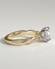 Lorelai - Round Claw Solitaire with Hidden Halo and Twisted Alternating Pave Band Engagement Ring - 18k Yellow Gold / 18k White Gold