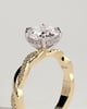 Lorelai - Round Claw Solitaire with Hidden Halo and Twisted Alternating Pave Band Engagement Ring - 18k Yellow Gold / 18k White Gold