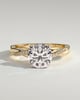 Lorelai - Round Claw Solitaire with Hidden Halo and Twisted Alternating Pave Band Engagement Ring - 18k Yellow Gold / 18k White Gold