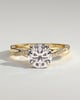 Lorelai - Round Claw Solitaire with Hidden Halo and Twisted Alternating Pave Band Engagement Ring - 18k Yellow Gold