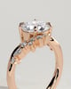 Lorena - Round Claw Solitaire with Bypass Band and Clustered Round-Marquise Accent Stones Engagement Ring - 18k Rose Gold