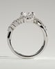 Lorena - Round Claw Solitaire with Bypass Band and Clustered Round-Marquise Accent Stones Engagement Ring - 18k White Gold
