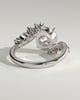 Lorena - Round Claw Solitaire with Bypass Band and Clustered Round-Marquise Accent Stones Engagement Ring - 18k White Gold