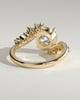 Lorena - Round Claw Solitaire with Bypass Band and Clustered Round-Marquise Accent Stones Engagement Ring - 18k Yellow Gold