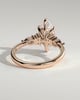 Loretta - Marquise Claw Solitaire with Pear Accents and Round Shoulder Stones Engagement Ring - 18k Rose Gold High Setting