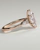 Loretta - Marquise Claw Solitaire with Pear Accents and Round Shoulder Stones Engagement Ring - 18k Rose Gold High Setting