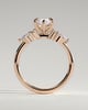 Loretta - Marquise Claw Solitaire with Pear Accents and Round Shoulder Stones Engagement Ring - 18k Rose Gold High Setting