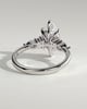 Loretta - Marquise Claw Solitaire with Pear Accents and Round Shoulder Stones Engagement Ring - 18k White Gold High Setting