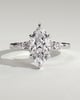 Loretta - Marquise Claw Solitaire with Pear Accents and Round Shoulder Stones Engagement Ring - 18k White Gold High Setting
