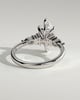 Loretta - Marquise 6 Claw Solitaire with Pear Accents and Round Shoulder Stones Engagement Ring - 18k White Gold High Setting