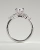 Loretta - Marquise Claw Solitaire with Pear Accents and Round Shoulder Stones Engagement Ring - 18k White Gold High Setting