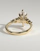 Loretta - Marquise 6 Claw Solitaire with Pear Accents and Round Shoulder Stones Engagement Ring - 18k Yellow Gold High Setting