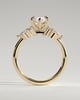 Loretta - Marquise Claw Solitaire with Pear Accents and Round Shoulder Stones Engagement Ring - 18k Yellow Gold High Setting