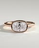 Luciana - Elongated Cushion East West Bezel Solitaire with Open Cathedral High Setting Engagement Ring - 18k Rose Gold