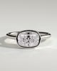 Luciana - Elongated Cushion East West Bezel Solitaire with Open Cathedral High Setting Engagement Ring - 18k White Gold