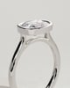 Luciana - Elongated Cushion East West Bezel Solitaire with Open Cathedral High Setting Engagement Ring - 18k White Gold