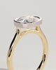 Luciana - Elongated Cushion East West Bezel Solitaire with Open Cathedral High Setting Engagement Ring - 18k Yellow Gold / 18k White Gold