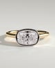 Luciana - Elongated Cushion East West Bezel Solitaire with Open Cathedral High Setting Engagement Ring - 18k Yellow Gold / 18k White Gold