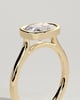 Luciana - Elongated Cushion East West Bezel Solitaire with Open Cathedral High Setting Engagement Ring - 18k Yellow Gold