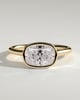 Luciana - Elongated Cushion East West Bezel Solitaire with Open Cathedral High Setting Engagement Ring - 18k Yellow Gold