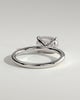 Lucille - Elongated Cushion East West Claw Solitaire Engagement Ring - 18k White Gold High Setting