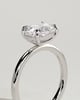 Lucille - Elongated Cushion East West Claw Solitaire Engagement Ring - 18k White Gold High Setting