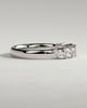 Lydia - Marquise East West Accent Stone with Closed Basket Setting Wedding Ring - 18k White Gold