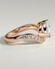 Lynn - Marquise Claw Solitaire with Bead Set Pave Wave Band and East West Setting Engagement Ring - 18k Rose Gold