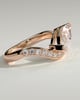 Lynn - Marquise Claw Solitaire with Bead Set Pave Wave Band and East West Setting Engagement Ring - 18k Rose Gold