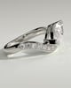 Lynn - Marquise Claw Solitaire with Bead Set Pave Wave Band and East West Setting Engagement Ring - 18k White Gold