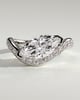 Lynn - Marquise Claw Solitaire with Bead Set Pave Wave Band and East West Setting Engagement Ring - 18k White Gold