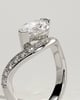 Lynn - Marquise Claw Solitaire with Bead Set Pave Wave Band and East West Setting Engagement Ring - 18k White Gold
