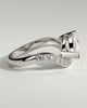 Lynn - Marquise Claw Solitaire with Bead Set Pave Wave Band and East West Setting Engagement Ring - 18k White Gold