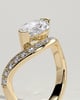 Lynn - Marquise Claw Solitaire with Bead Set Pave Wave Band and East West Setting Engagement Ring - 18k Yellow Gold