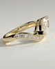 Lynn - Marquise Claw Solitaire with Bead Set Pave Wave Band and East West Setting Engagement Ring - 18k Yellow Gold