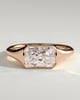Mackenzie - Radiant East West Bezel Solitaire with Signet Band Engagement Ring - 18k Rose Gold