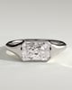 Mackenzie - Radiant East West Bezel Solitaire with Signet Band Engagement Ring - 18k White Gold