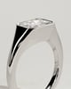 Mackenzie - Radiant East West Bezel Solitaire with Signet Band Engagement Ring - 18k White Gold