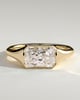 Mackenzie - Radiant East West Bezel Solitaire with Signet Band Engagement Ring - 18k Yellow Gold