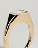 Mackenzie - Radiant East West Bezel Solitaire with Signet Band Engagement Ring - 18k Yellow Gold