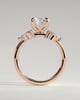 Maggie - Round Claw Solitaire with Pear Accents and Round Shoulder Stones Engagement Ring - 18k Rose Gold High Setting
