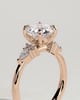Maggie - Round Claw Solitaire with Pear Accents and Round Shoulder Stones Engagement Ring - 18k Rose Gold High Setting