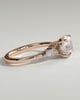 Maggie - Round Claw Solitaire with Pear Accents and Round Shoulder Stones Engagement Ring - 18k Rose Gold High Setting