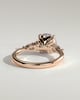 Maggie - Round Claw Solitaire with Pear Accents and Round Shoulder Stones Engagement Ring - 18k Rose Gold High Setting