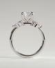 Maggie - Round Claw Solitaire with Pear Accents and Round Shoulder Stones Engagement Ring - 18k White Gold High Setting
